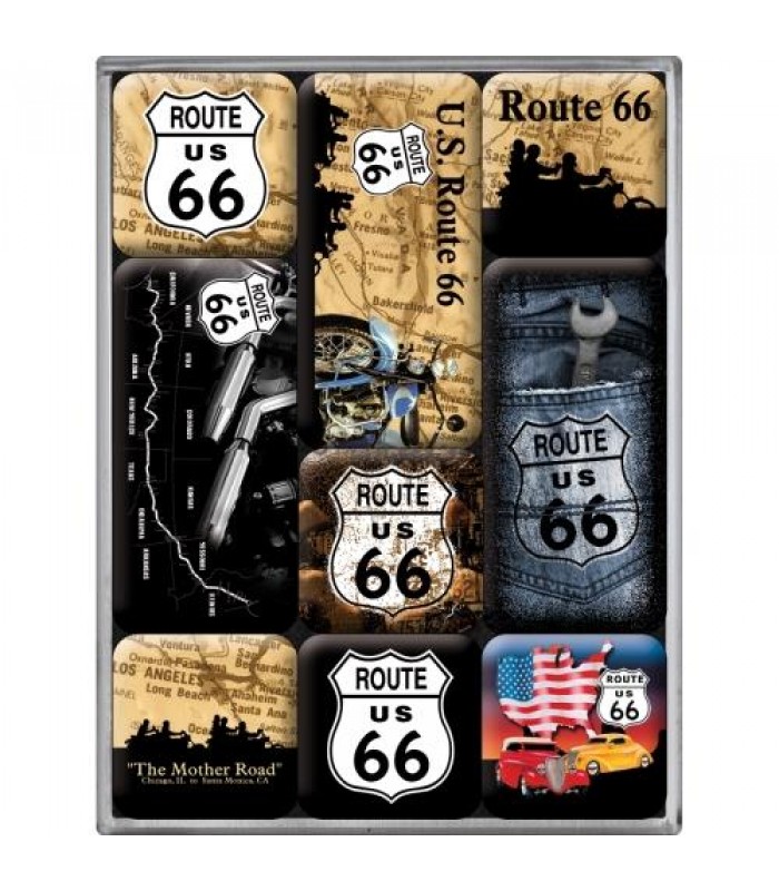 Набор из 9 магнитов Nostalgic Art "Route 66 Map" (83013)